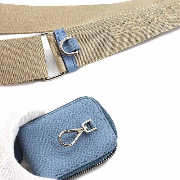 Prada Galliera Mini 2-Way Hand Shoulder Bag Saffiano Leather Light Blue 1 Ba296 - Picture 9 of 10